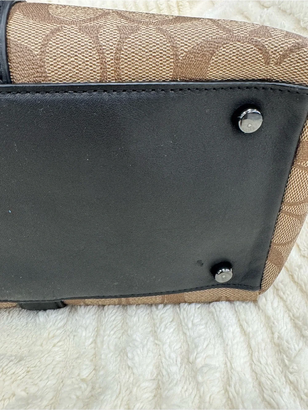 NWT Coach Brown Signature Canvas Briefcase with Black Leather Trim